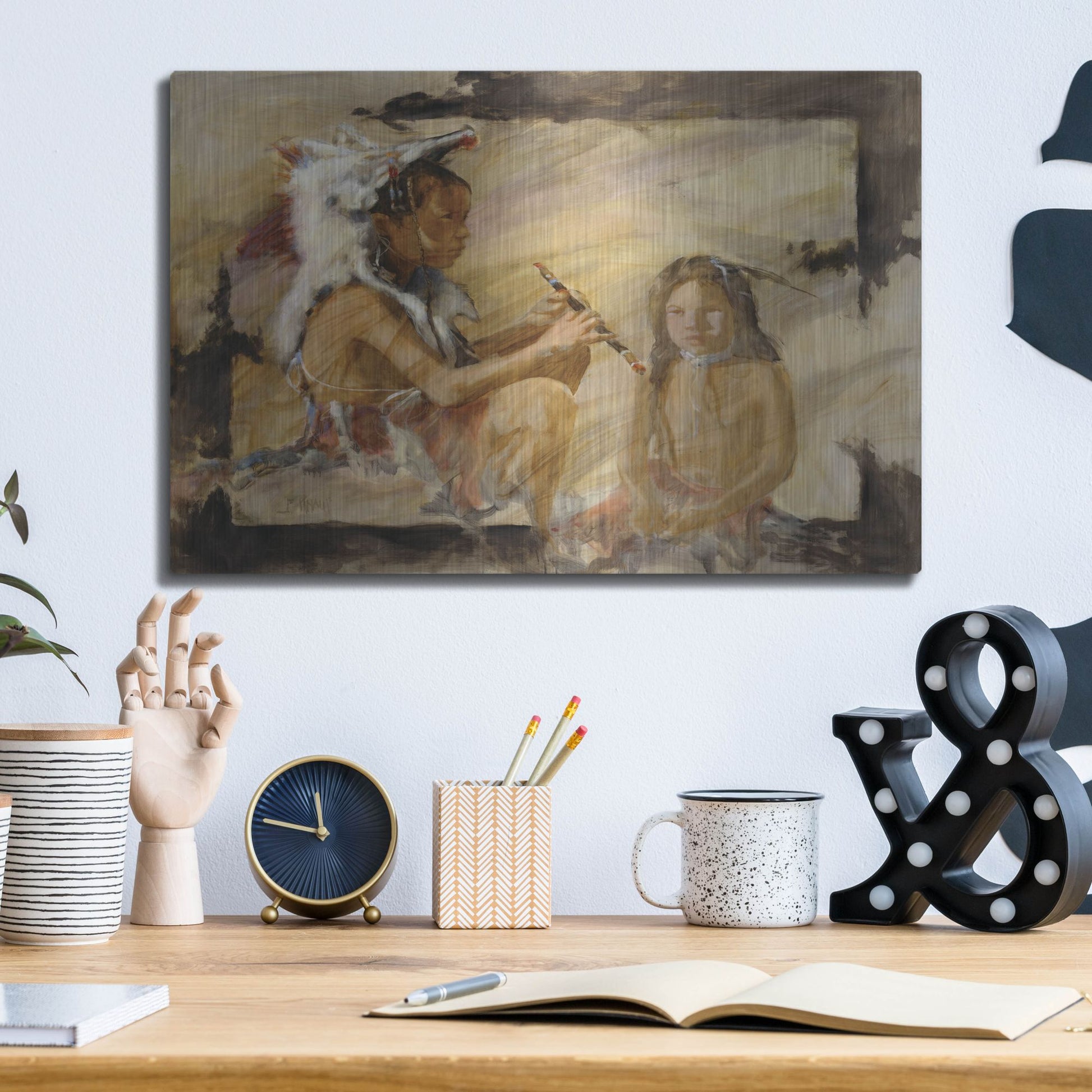 Luxe Metal Art 'J J & Wapila On The Cheyenne' by J. E. Knauf, Metal Wall Art,16x12