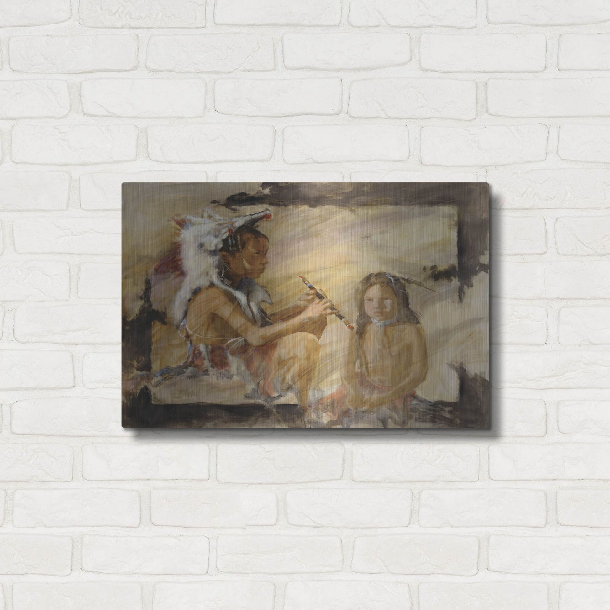 Luxe Metal Art 'J J & Wapila On The Cheyenne' by J. E. Knauf, Metal Wall Art,24x16