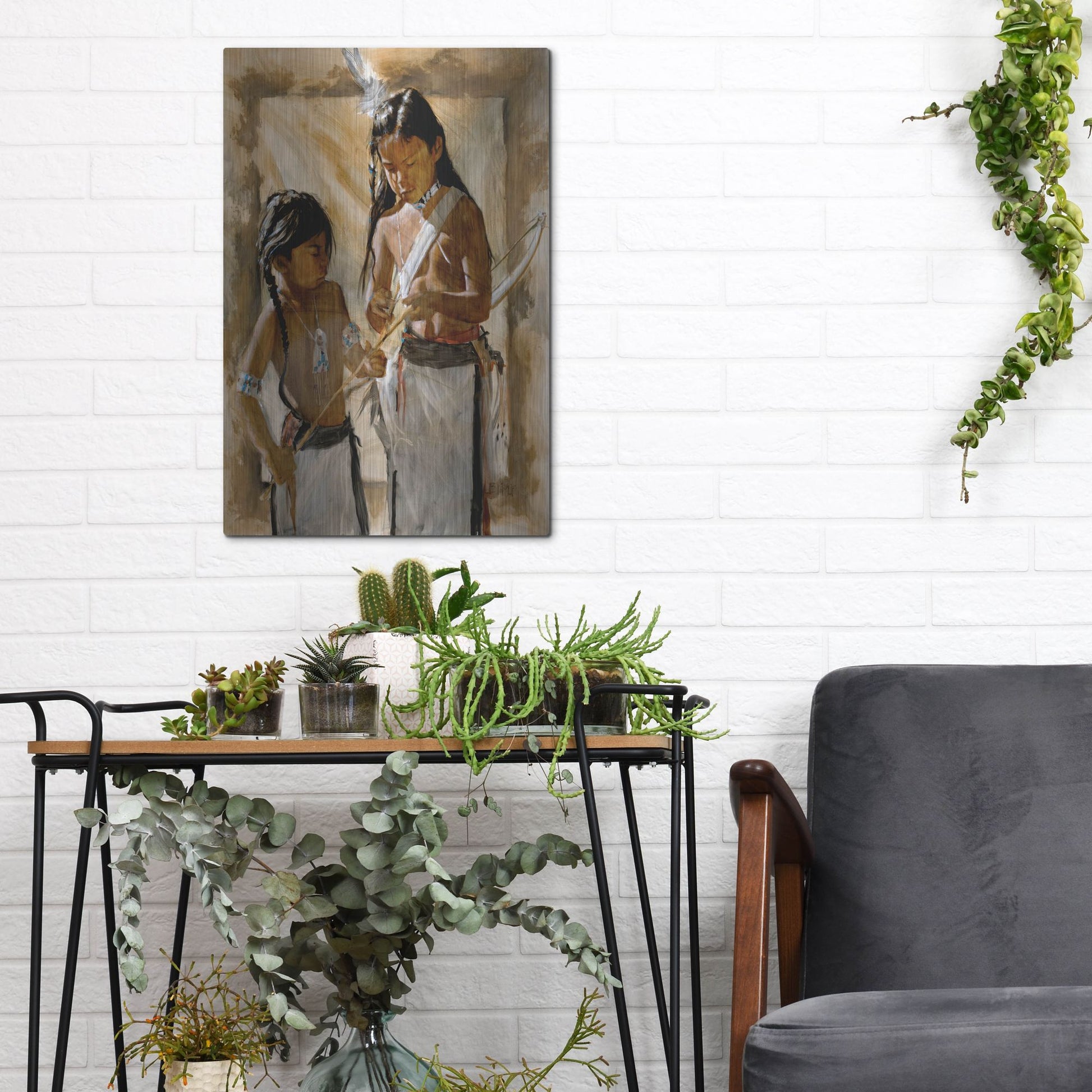 Luxe Metal Art 'Little Brothers' by J. E. Knauf, Metal Wall Art,12x16