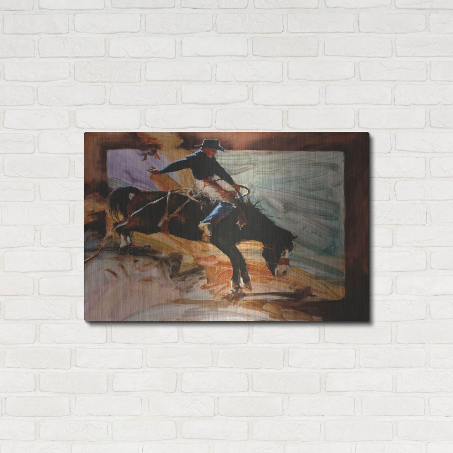 Luxe Metal Art 'Just Ridin'' by J. E. Knauf, Metal Wall Art,36x24