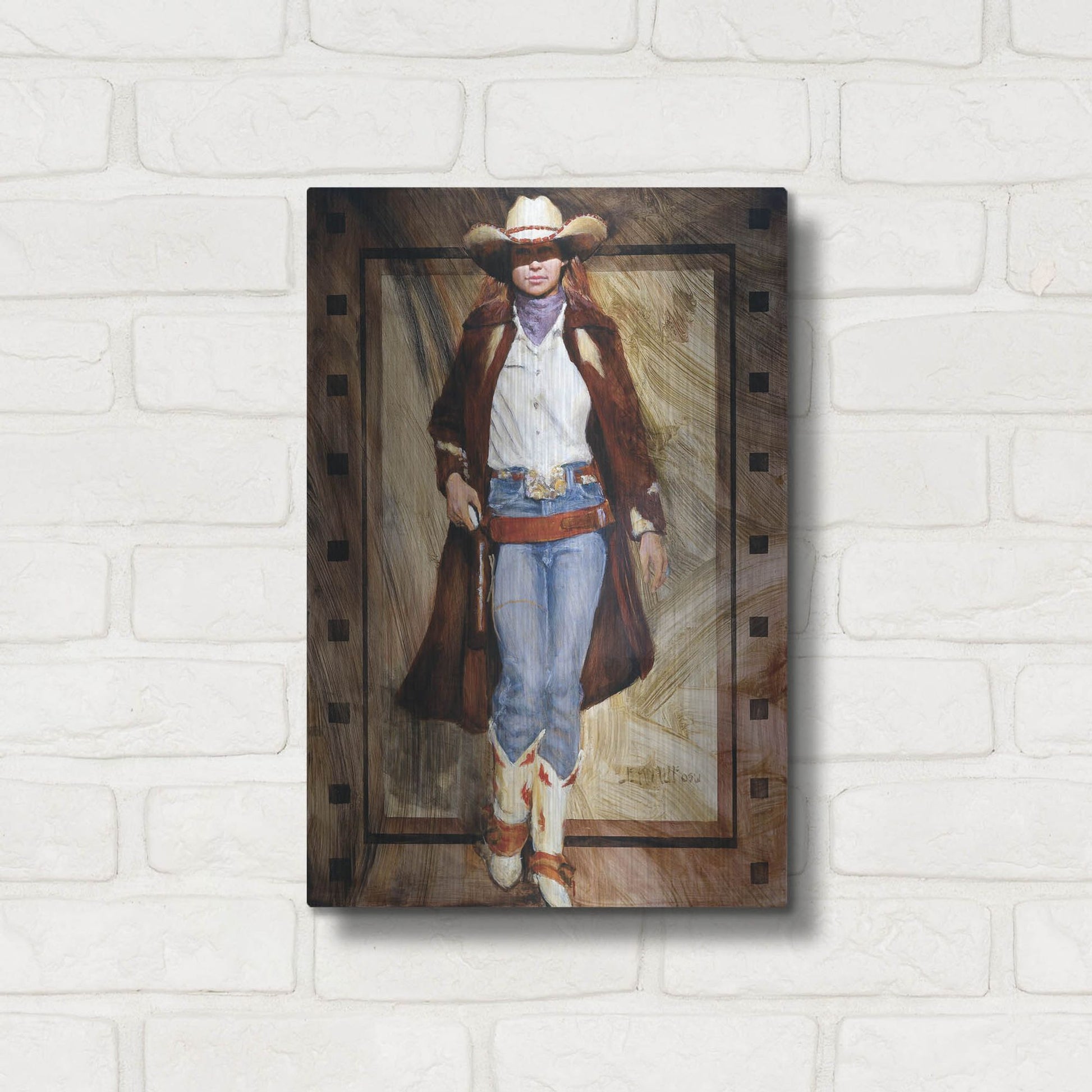 Luxe Metal Art 'Buckled Up' by J. E. Knauf, Metal Wall Art,12x16