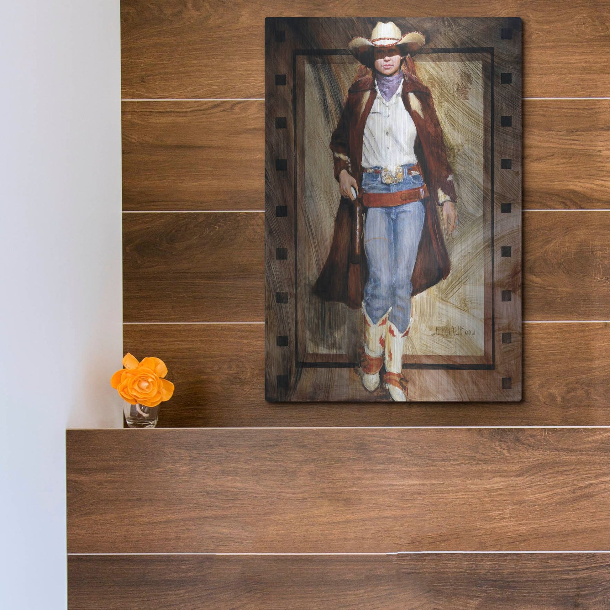 Luxe Metal Art 'Buckled Up' by J. E. Knauf, Metal Wall Art,12x16