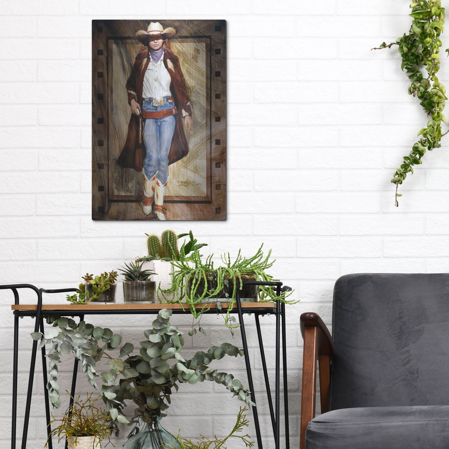 Luxe Metal Art 'Buckled Up' by J. E. Knauf, Metal Wall Art,12x16