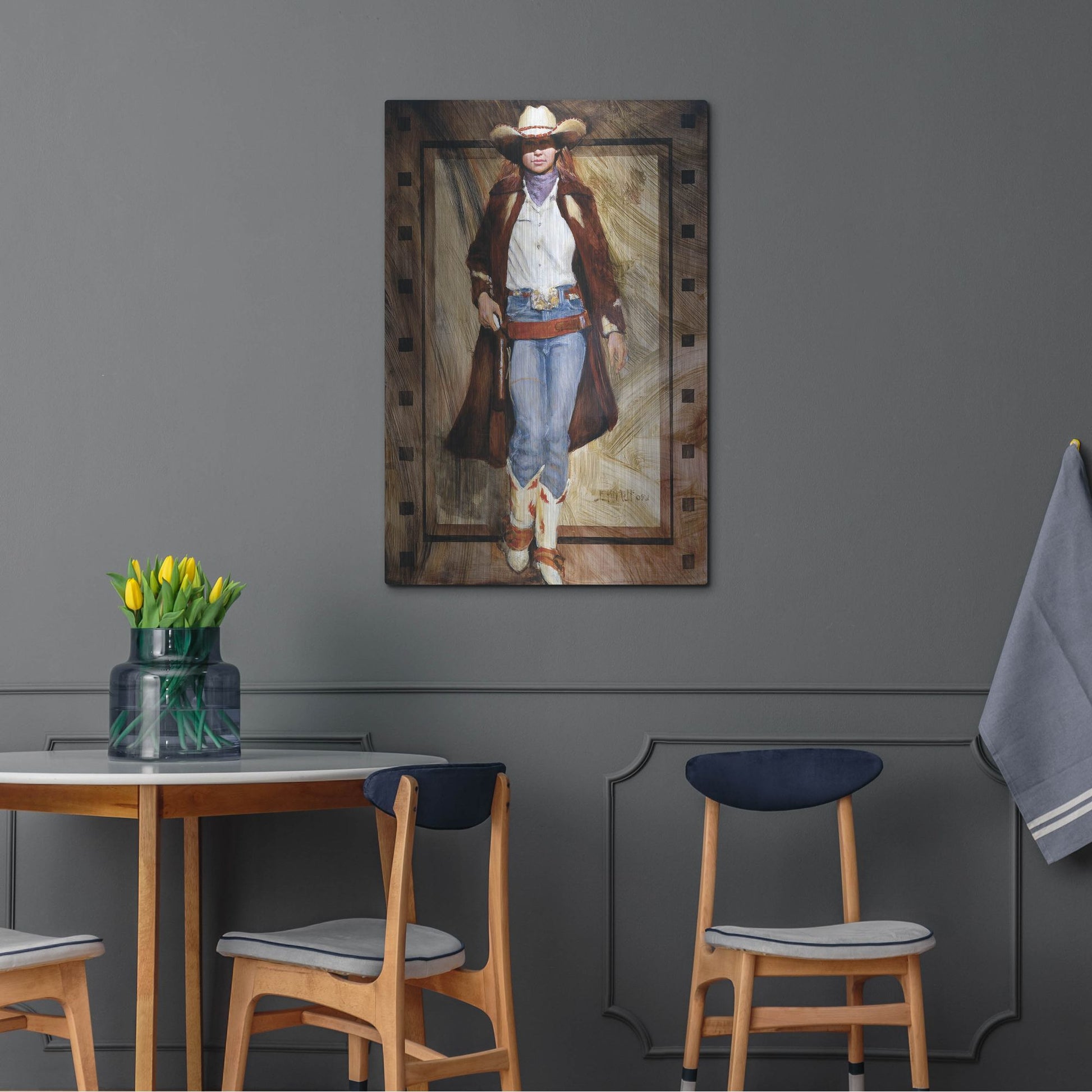 Luxe Metal Art 'Buckled Up' by J. E. Knauf, Metal Wall Art,24x36