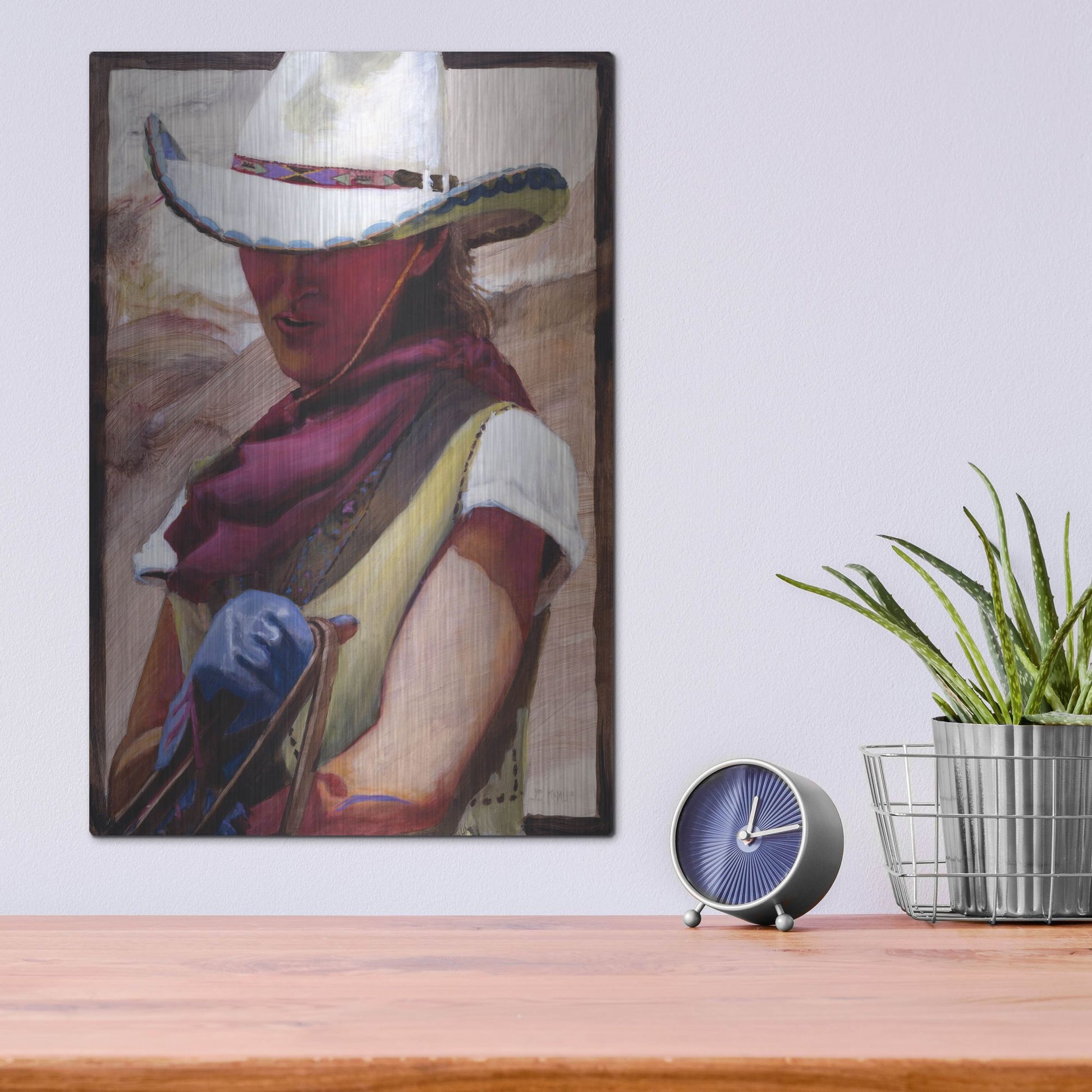 Luxe Metal Art 'The Blue Glove' by J. E. Knauf, Metal Wall Art,12x16