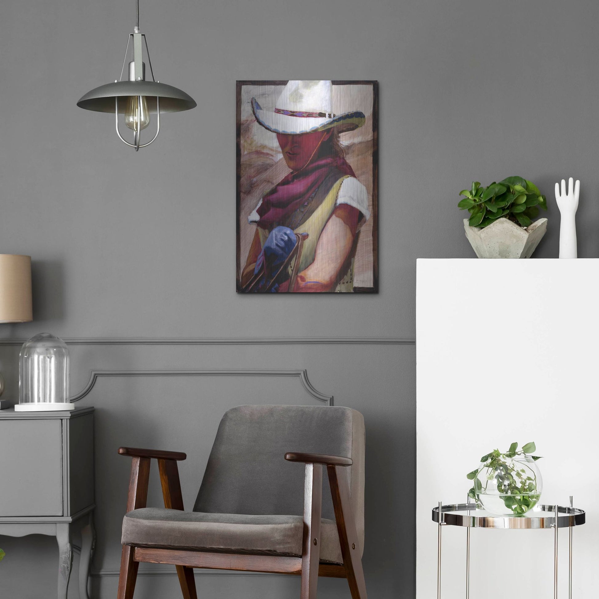 Luxe Metal Art 'The Blue Glove' by J. E. Knauf, Metal Wall Art,16x24