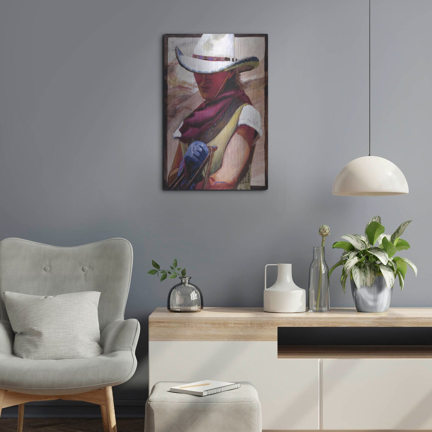 Luxe Metal Art 'The Blue Glove' by J. E. Knauf, Metal Wall Art,16x24