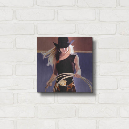 Luxe Metal Art 'Ropin'' by J. E. Knauf, Metal Wall Art,12x12