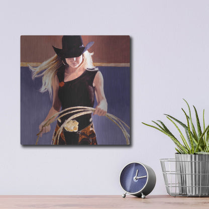 Luxe Metal Art 'Ropin'' by J. E. Knauf, Metal Wall Art,12x12