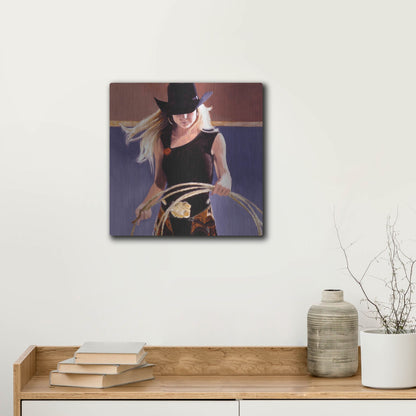 Luxe Metal Art 'Ropin'' by J. E. Knauf, Metal Wall Art,12x12