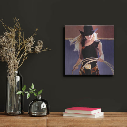 Luxe Metal Art 'Ropin'' by J. E. Knauf, Metal Wall Art,12x12
