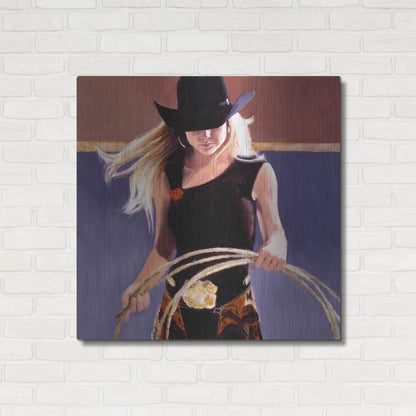 Luxe Metal Art 'Ropin'' by J. E. Knauf, Metal Wall Art,36x36