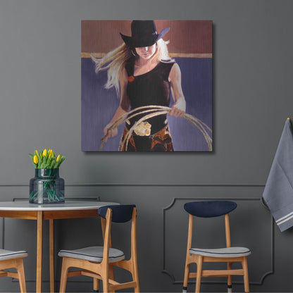 Luxe Metal Art 'Ropin'' by J. E. Knauf, Metal Wall Art,36x36