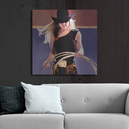 Luxe Metal Art 'Ropin'' by J. E. Knauf, Metal Wall Art,36x36