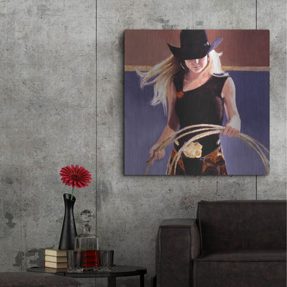 Luxe Metal Art 'Ropin'' by J. E. Knauf, Metal Wall Art,36x36