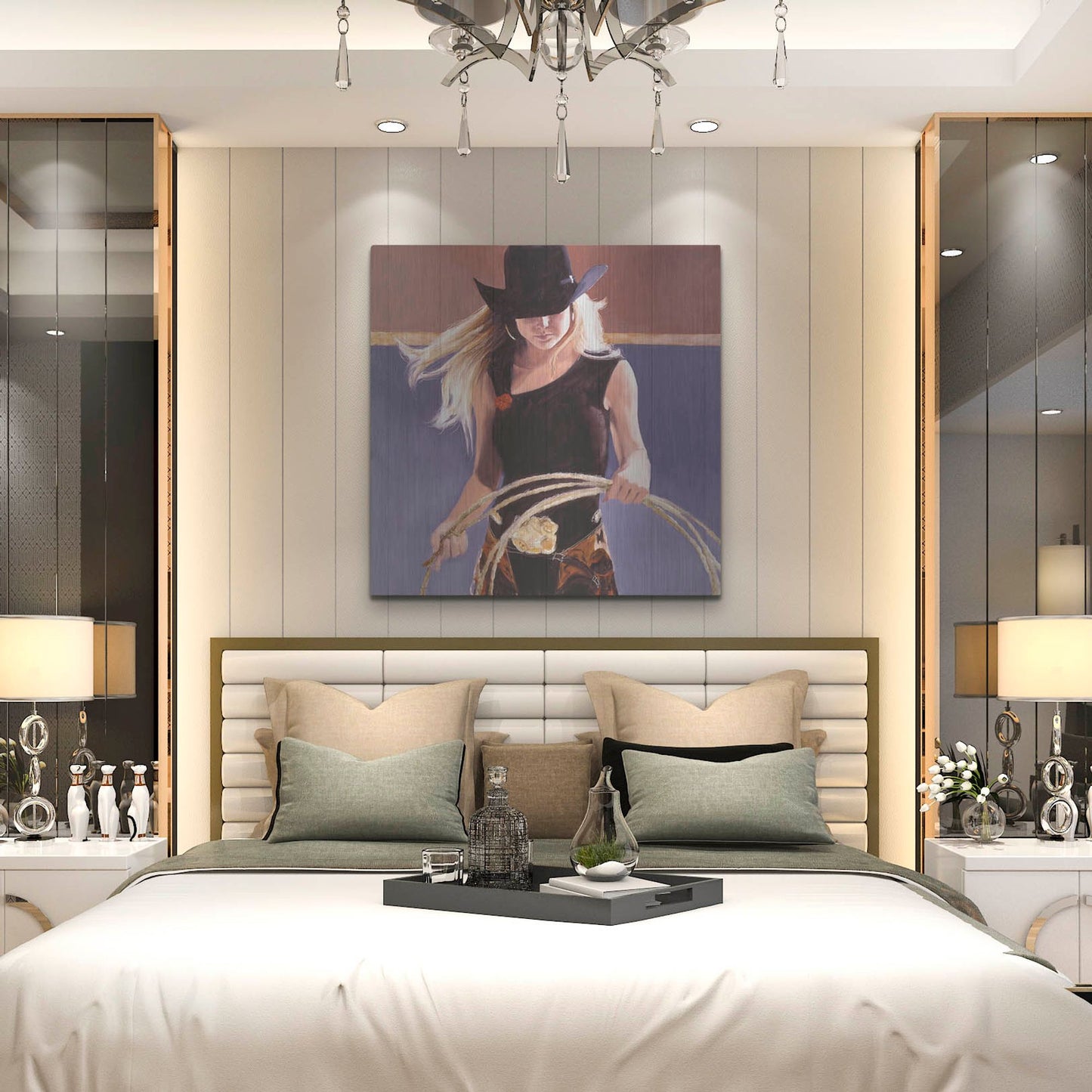 Luxe Metal Art 'Ropin'' by J. E. Knauf, Metal Wall Art,36x36