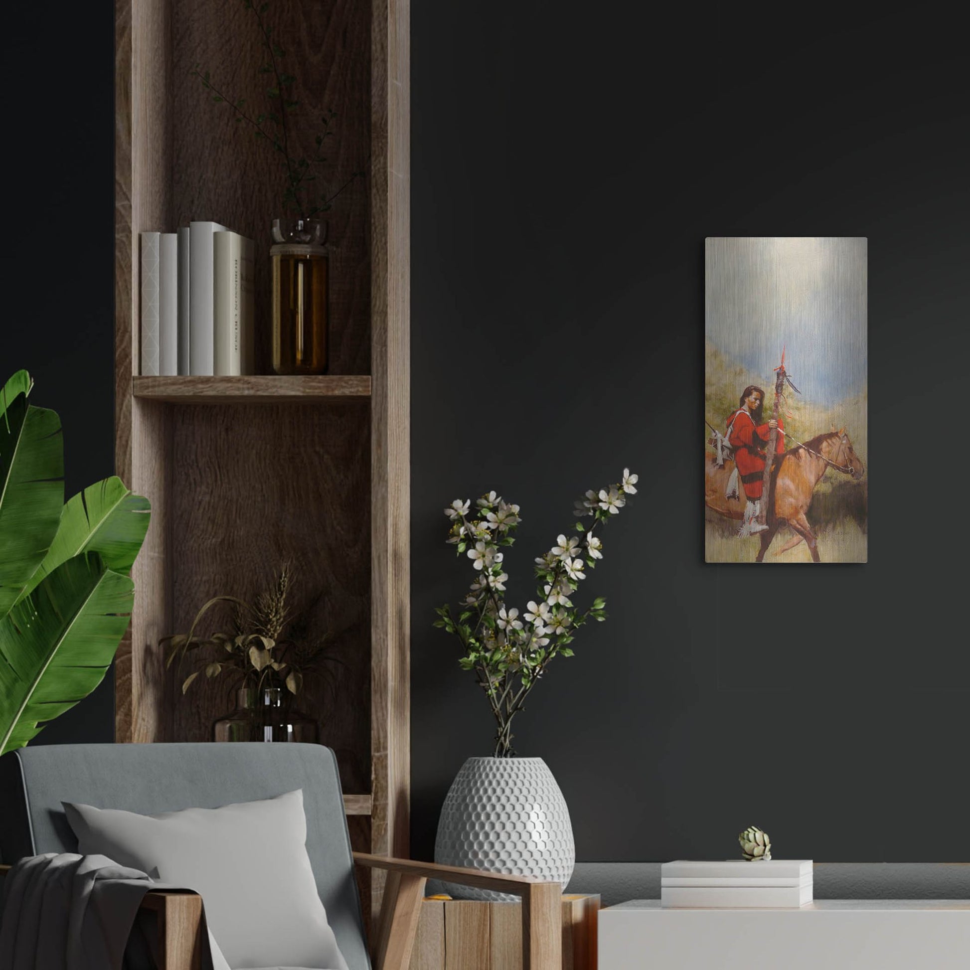 Luxe Metal Art 'Horse And Rider At A Walk' by J. E. Knauf, Metal Wall Art,12x24