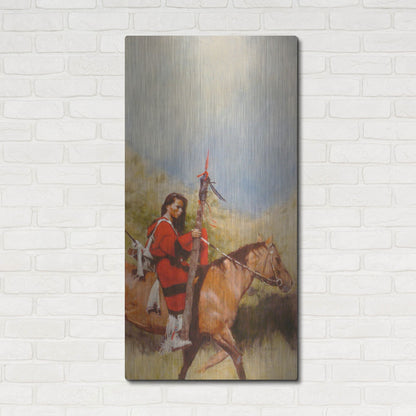 Luxe Metal Art 'Horse And Rider At A Walk' by J. E. Knauf, Metal Wall Art,24x48