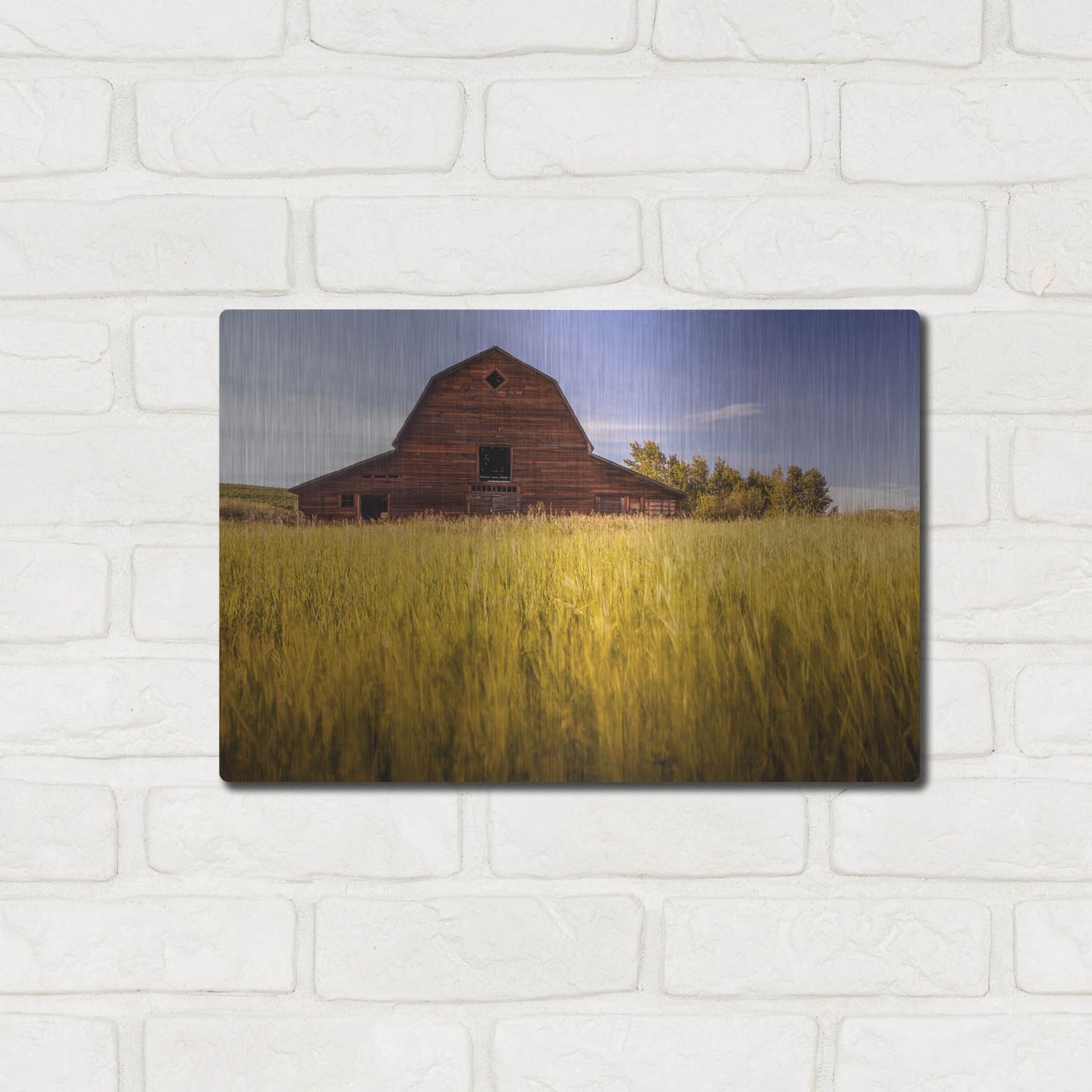 Luxe Metal Art 'Barn Sunset 1' by Joe Reimer Photography, Metal Wall Art,16x12