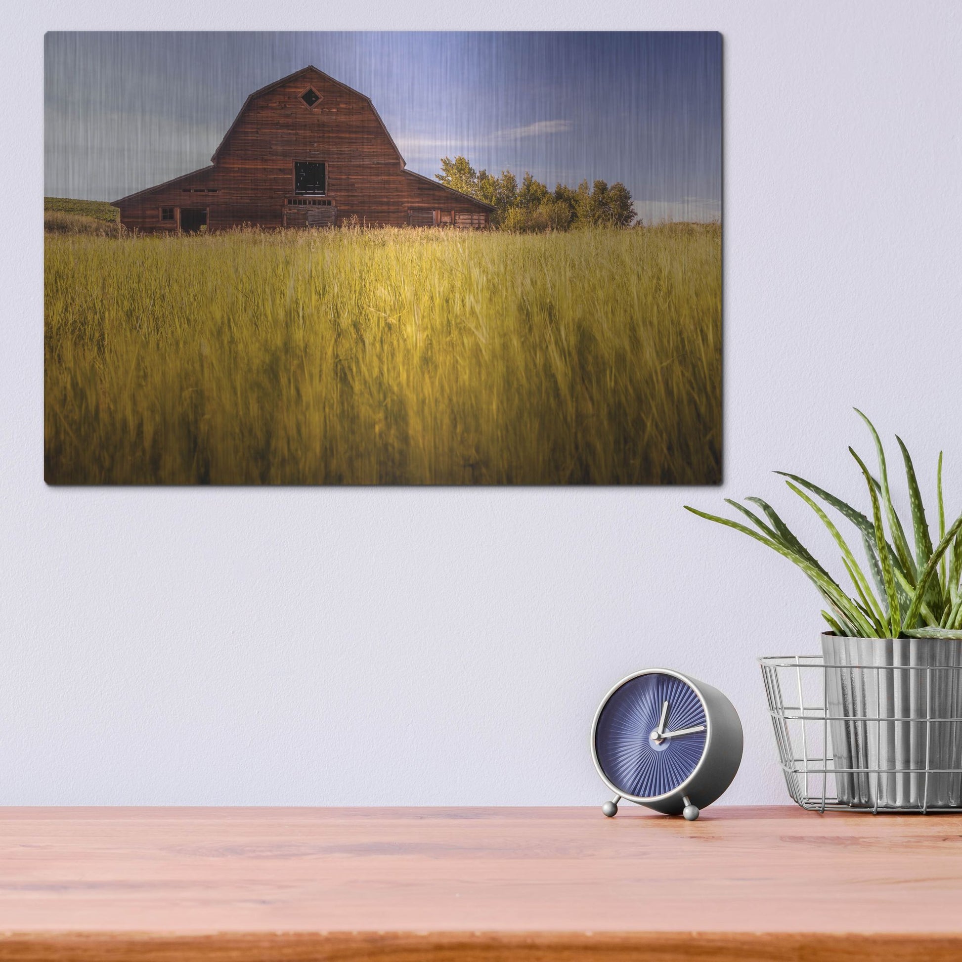 Luxe Metal Art 'Barn Sunset 1' by Joe Reimer Photography, Metal Wall Art,16x12