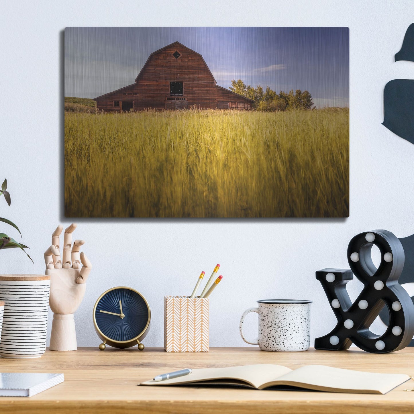 Luxe Metal Art 'Barn Sunset 1' by Joe Reimer Photography, Metal Wall Art,16x12