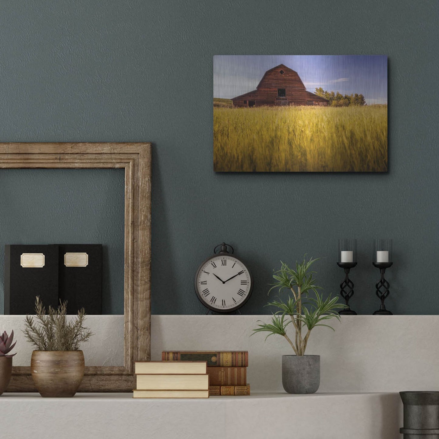 Luxe Metal Art 'Barn Sunset 1' by Joe Reimer Photography, Metal Wall Art,16x12