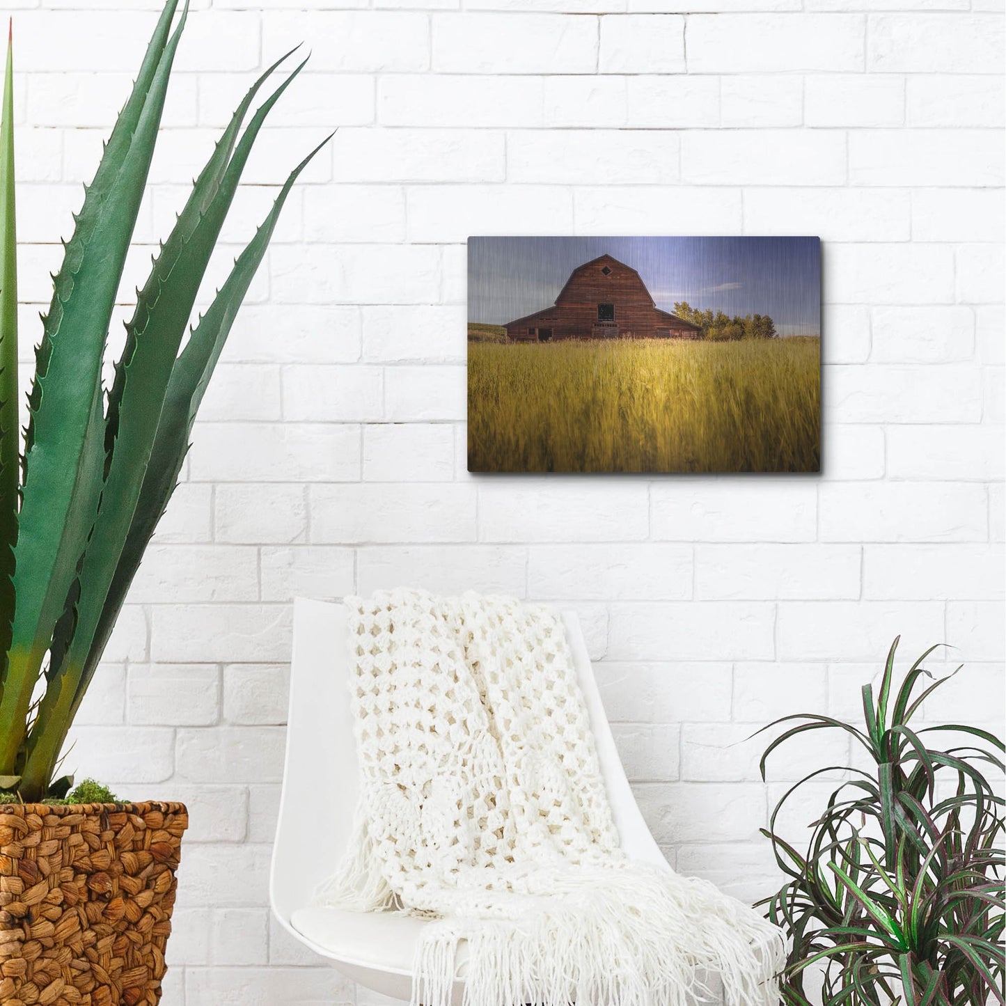 Luxe Metal Art 'Barn Sunset 1' by Joe Reimer Photography, Metal Wall Art,16x12