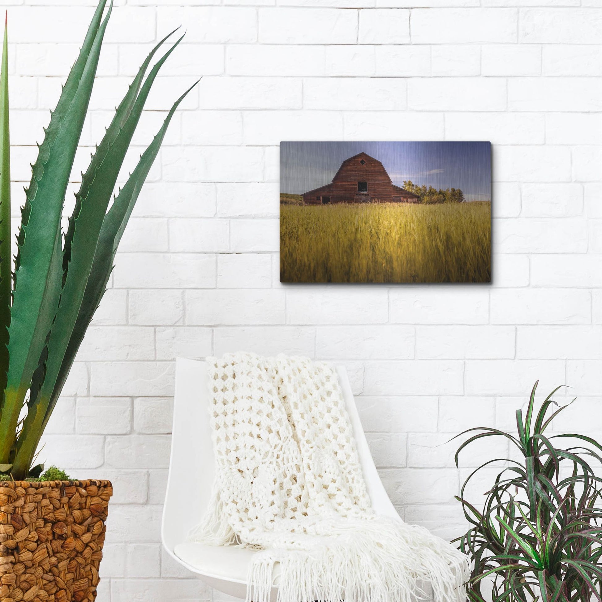 Luxe Metal Art 'Barn Sunset 1' by Joe Reimer Photography, Metal Wall Art,16x12