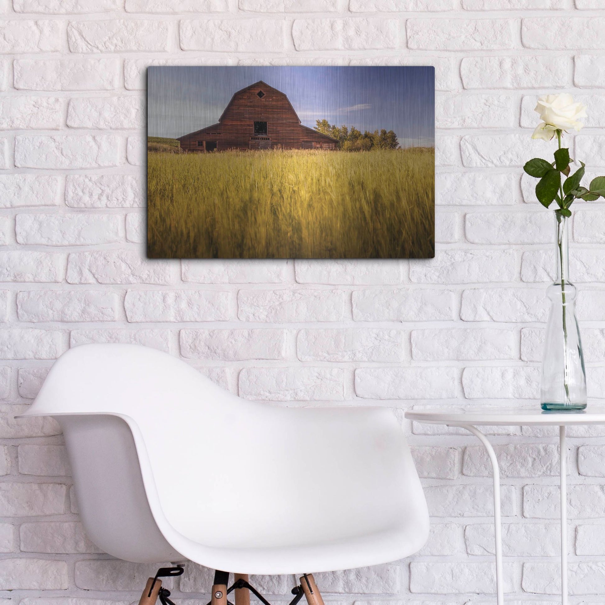 Luxe Metal Art 'Barn Sunset 1' by Joe Reimer Photography, Metal Wall Art,24x16