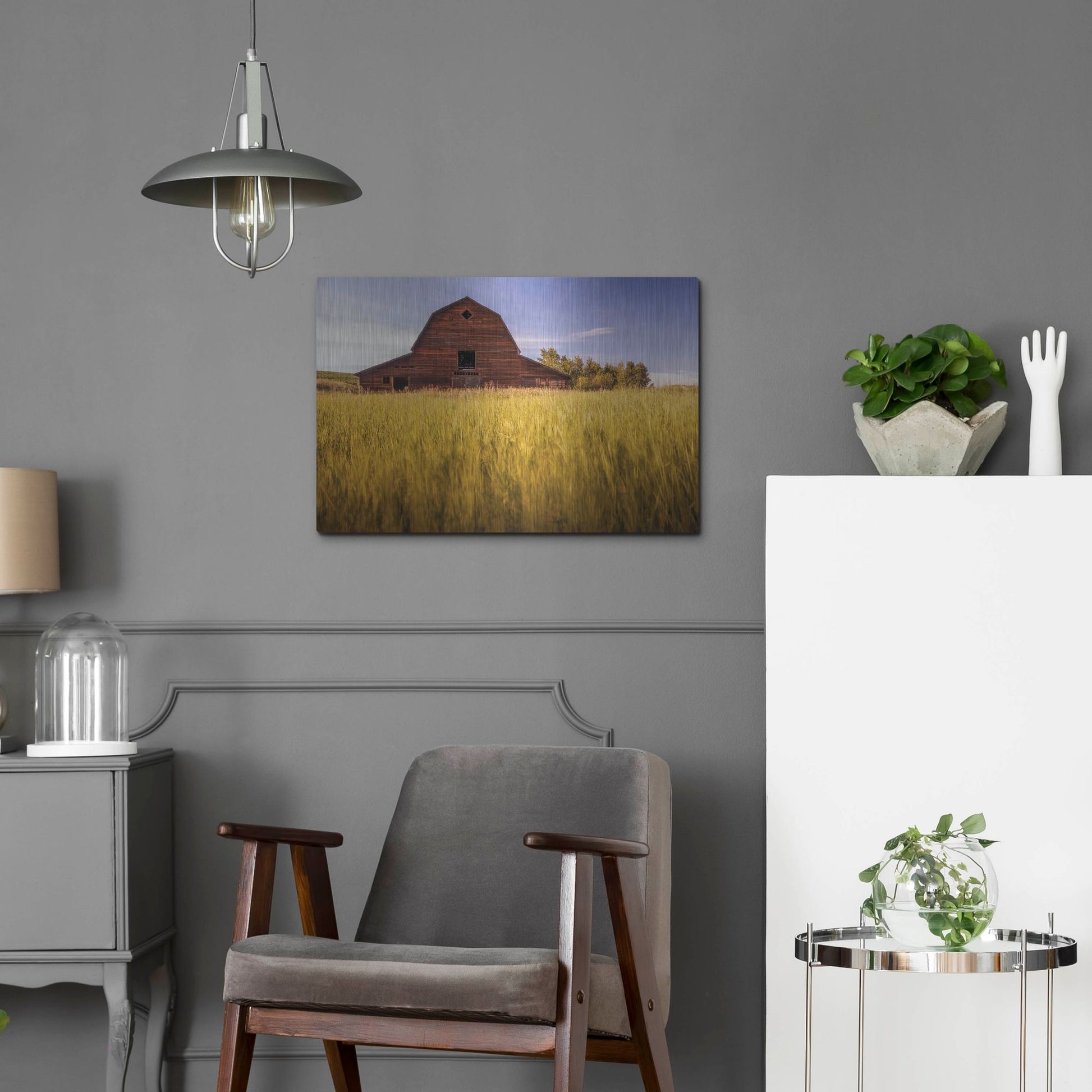 Luxe Metal Art 'Barn Sunset 1' by Joe Reimer Photography, Metal Wall Art,24x16