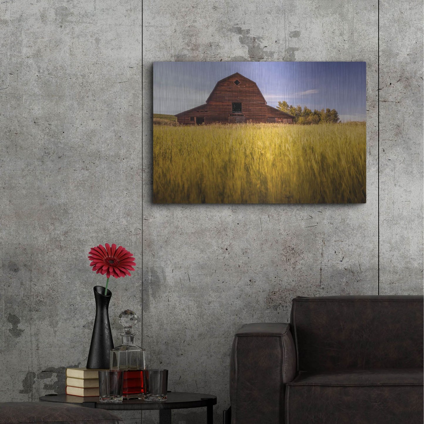 Luxe Metal Art 'Barn Sunset 1' by Joe Reimer Photography, Metal Wall Art,36x24