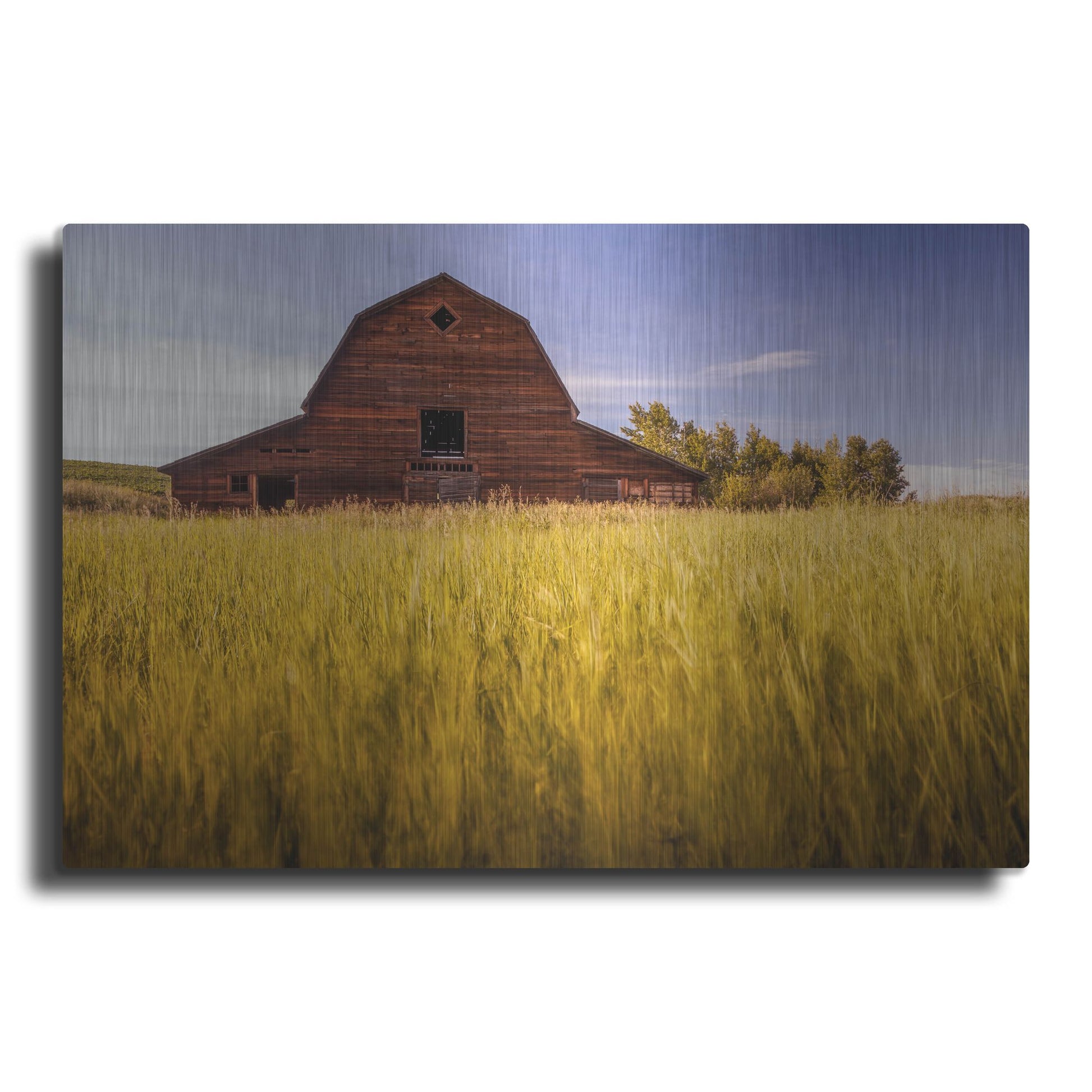 Luxe Metal Art 'Barn Sunset 1' by Joe Reimer Photography, Metal Wall Art