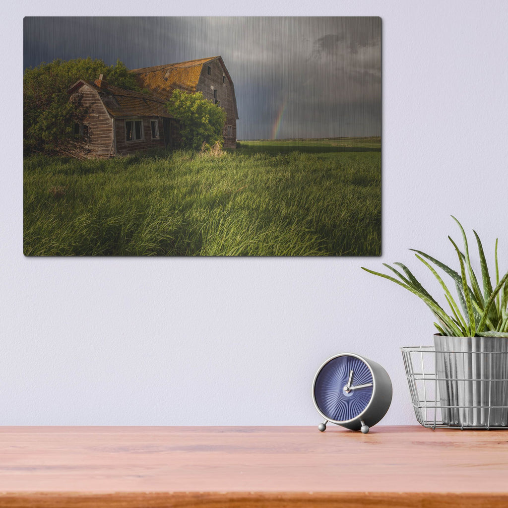 Luxe Metal Art 'Barn Sunset 2' by Joe Reimer Photography, Metal Wall Art,16x12