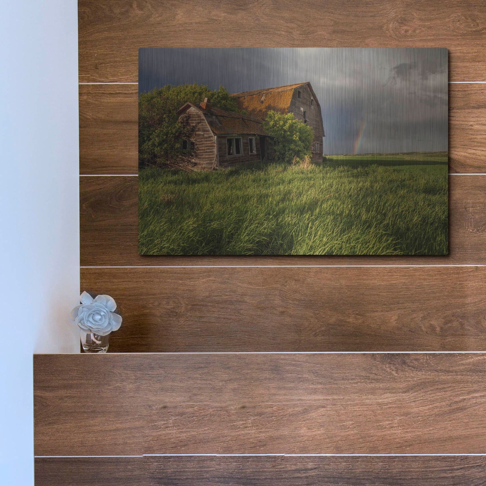 Luxe Metal Art 'Barn Sunset 2' by Joe Reimer Photography, Metal Wall Art,16x12