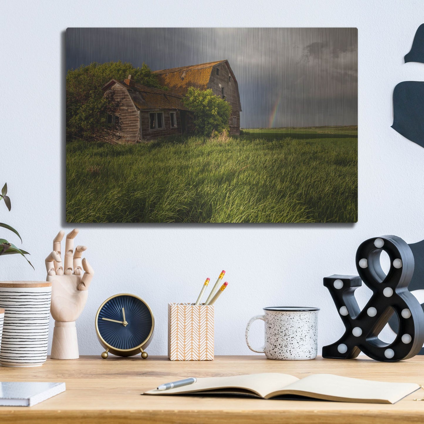 Luxe Metal Art 'Barn Sunset 2' by Joe Reimer Photography, Metal Wall Art,16x12