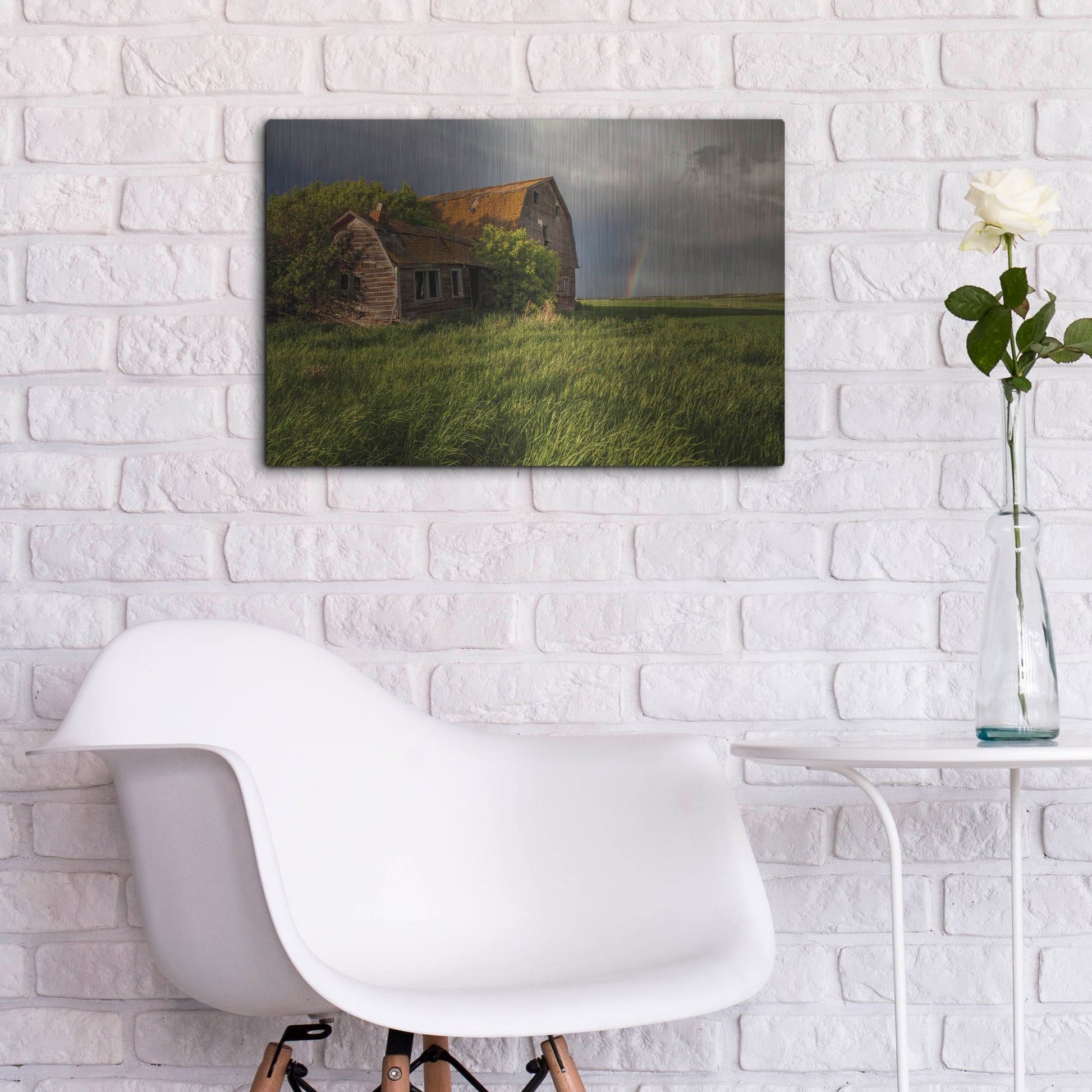 Luxe Metal Art 'Barn Sunset 2' by Joe Reimer Photography, Metal Wall Art,24x16