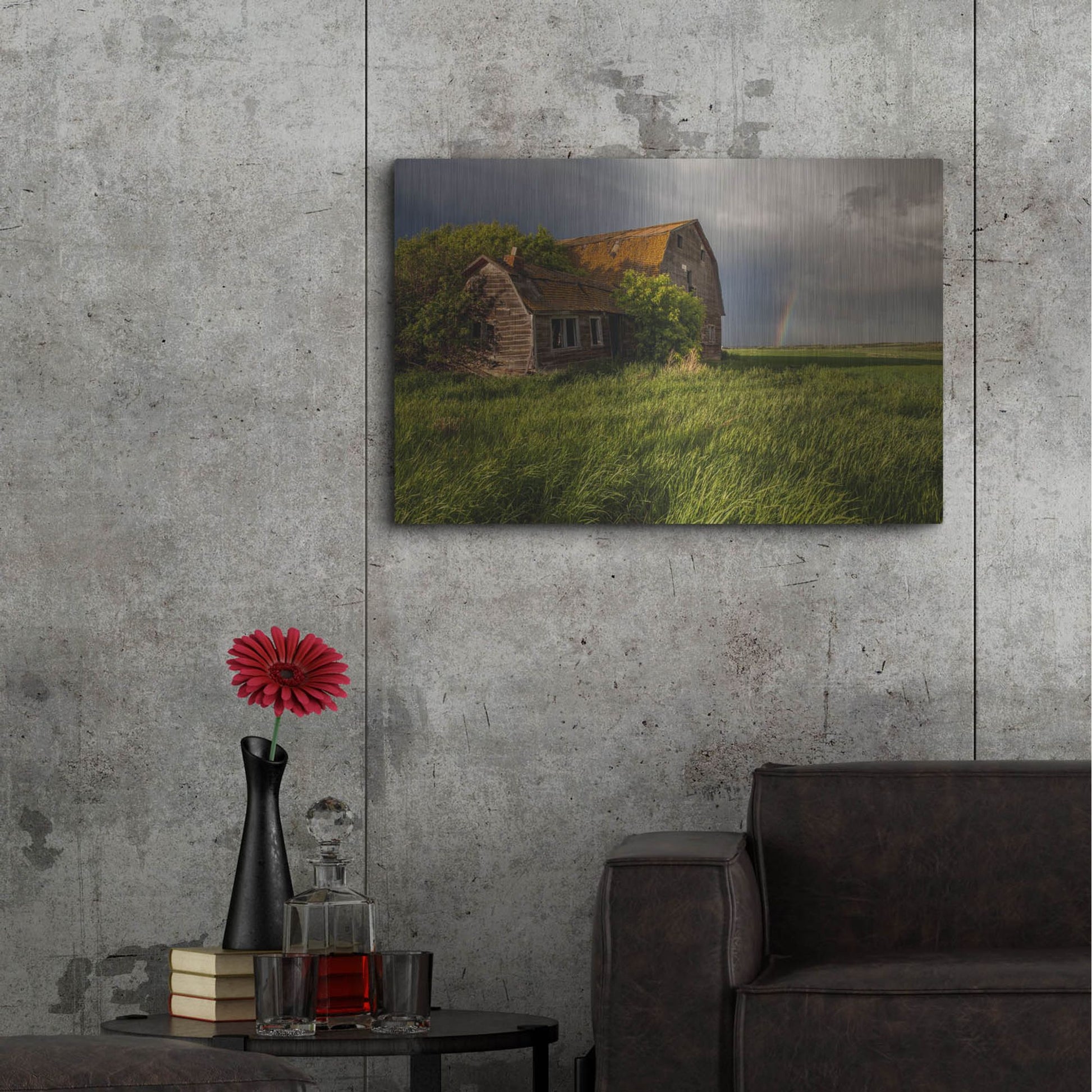 Luxe Metal Art 'Barn Sunset 2' by Joe Reimer Photography, Metal Wall Art,36x24
