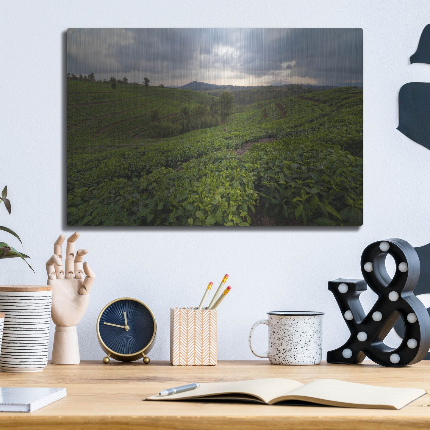 Luxe Metal Art 'Burundi Tea Field' by Joe Reimer Photography, Metal Wall Art,16x12
