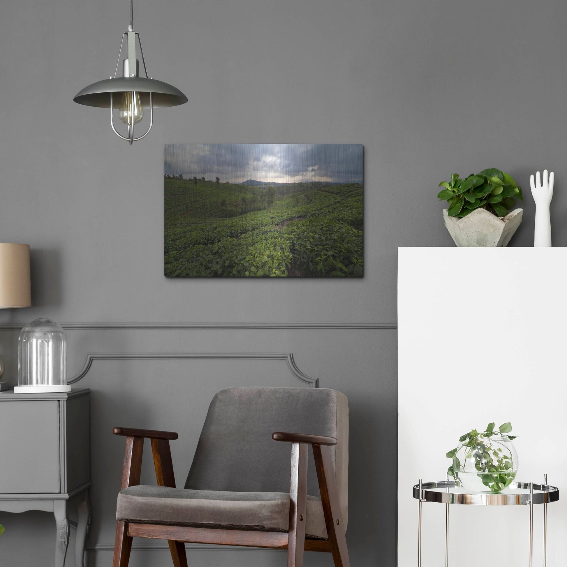 Luxe Metal Art 'Burundi Tea Field' by Joe Reimer Photography, Metal Wall Art,24x16