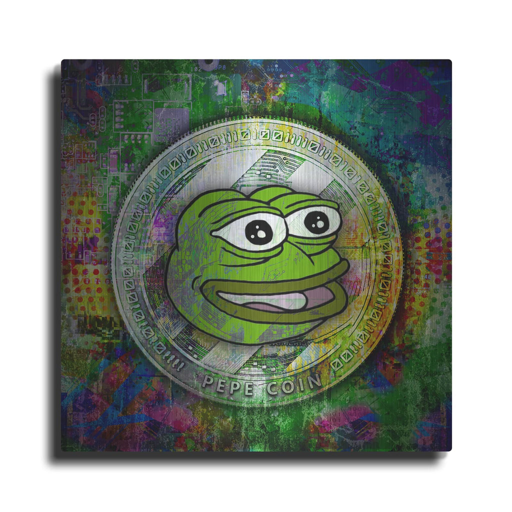 'PEPE Crypto Coin' by Valentyn Artemenko – Metal Wall Art