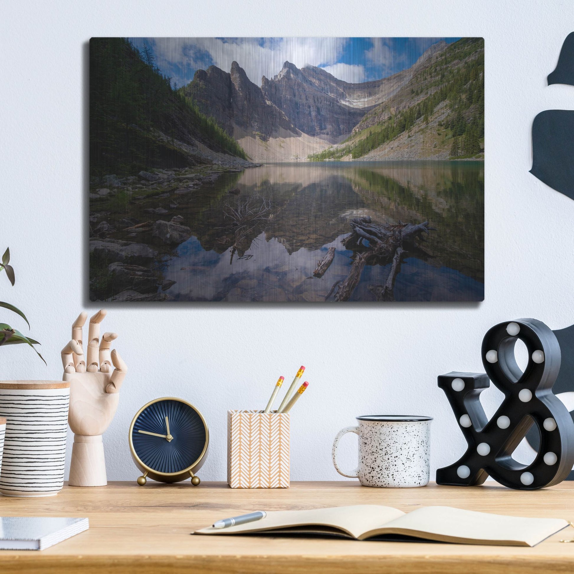 Luxe Metal Art 'Lake Agnes 1' by Joe Reimer Photography, Metal Wall Art,16x12