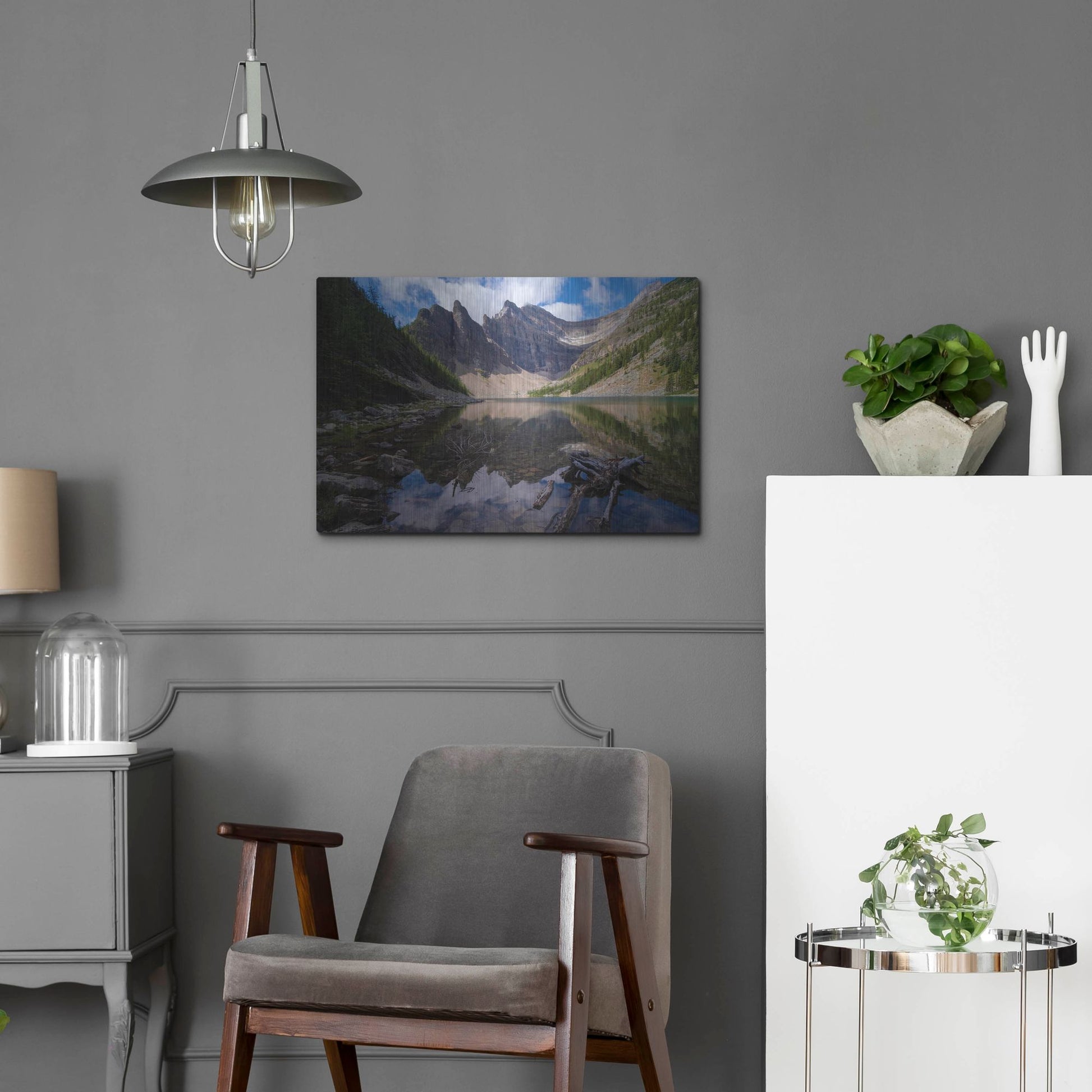 Luxe Metal Art 'Lake Agnes 1' by Joe Reimer Photography, Metal Wall Art,24x16