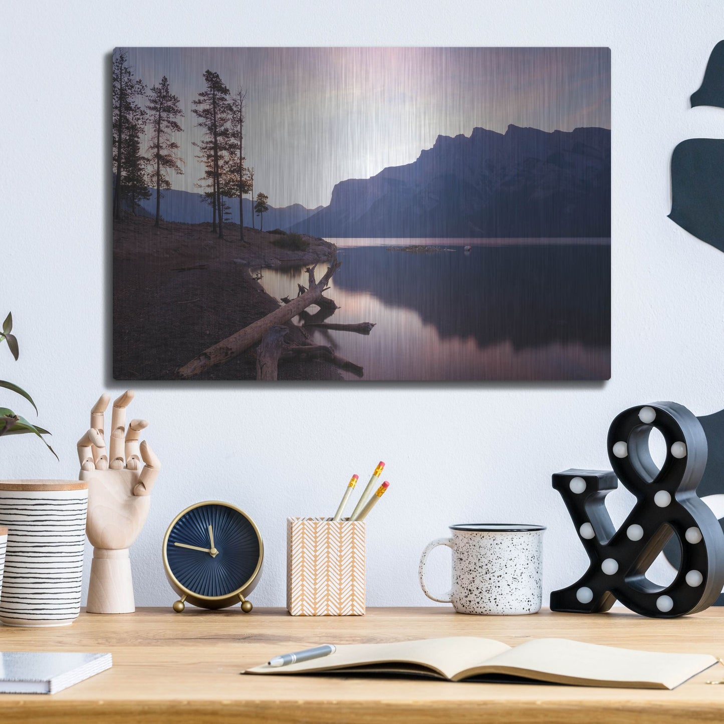 Luxe Metal Art 'Lake Minnewanka 1' by Joe Reimer Photography, Metal Wall Art,16x12