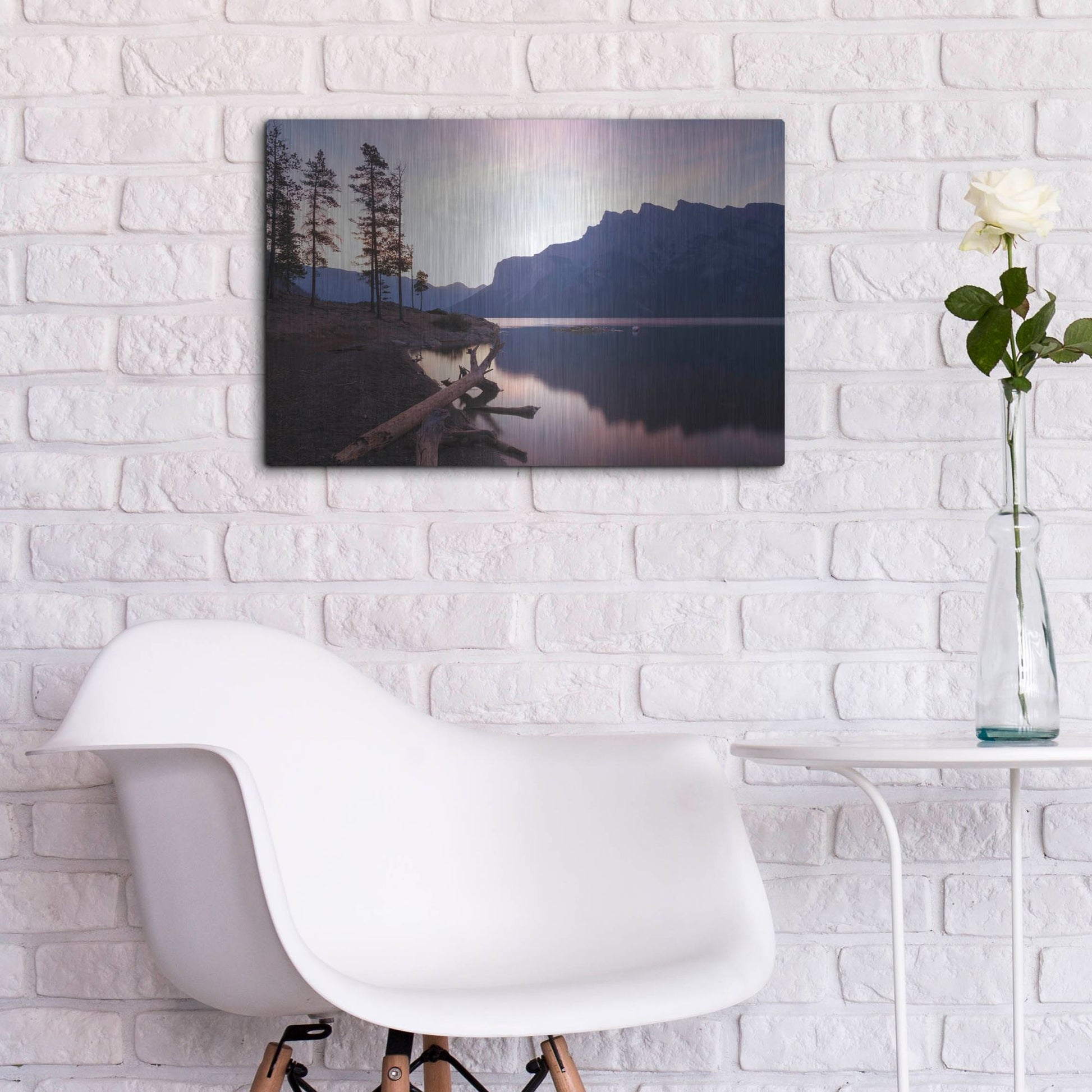 Luxe Metal Art 'Lake Minnewanka 1' by Joe Reimer Photography, Metal Wall Art,24x16
