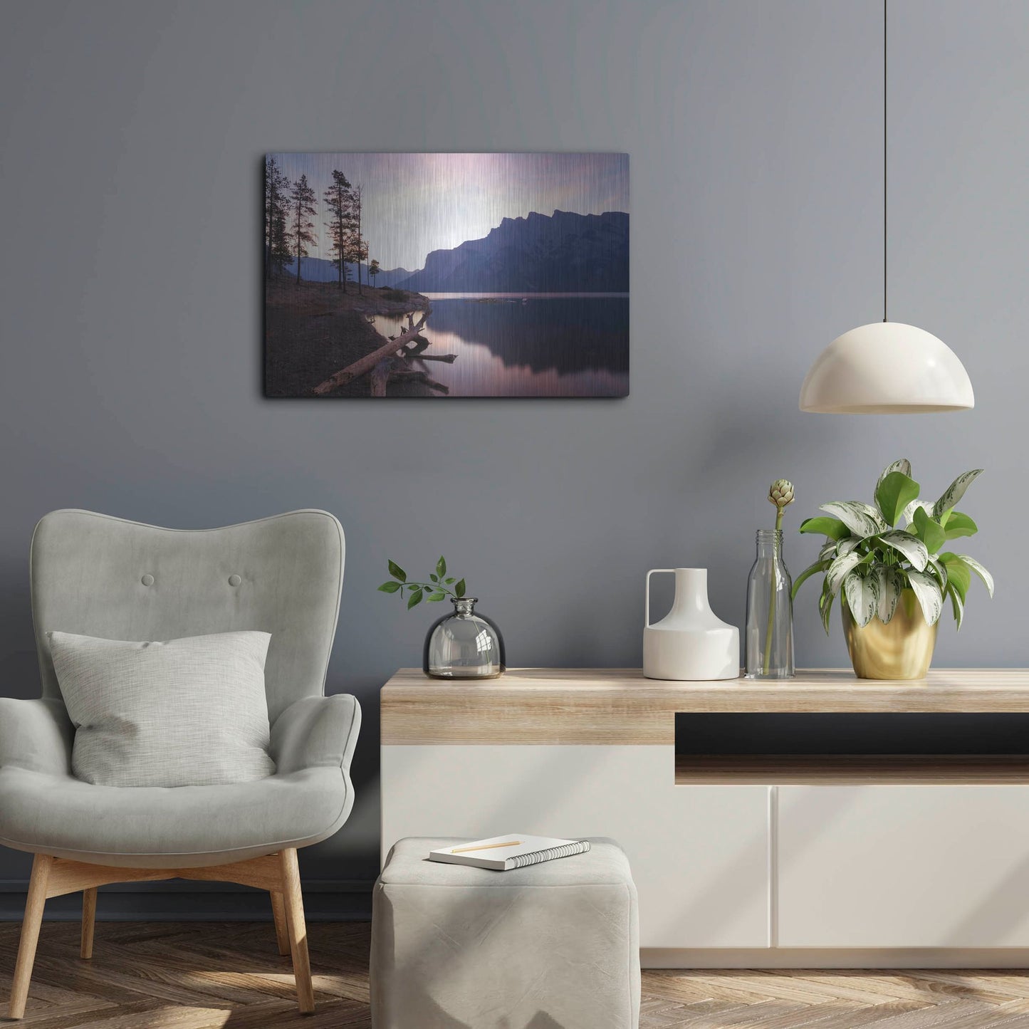 Luxe Metal Art 'Lake Minnewanka 1' by Joe Reimer Photography, Metal Wall Art,24x16