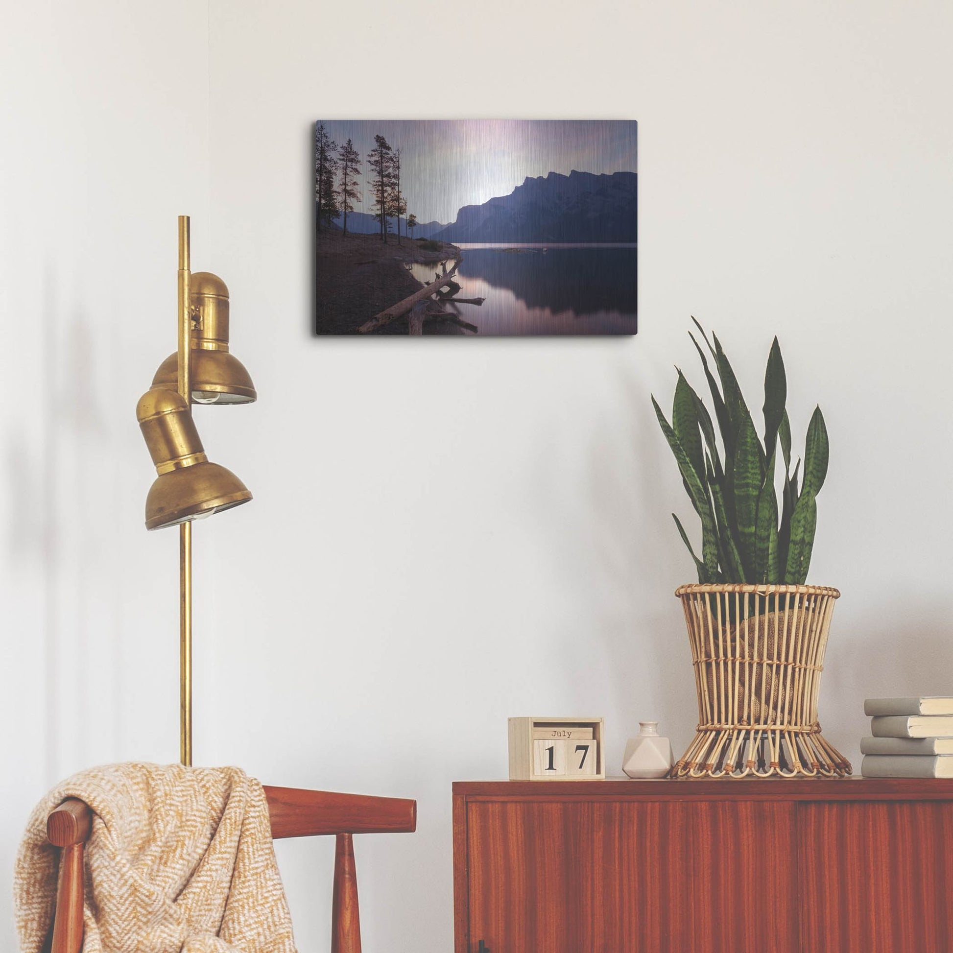 Luxe Metal Art 'Lake Minnewanka 1' by Joe Reimer Photography, Metal Wall Art,24x16