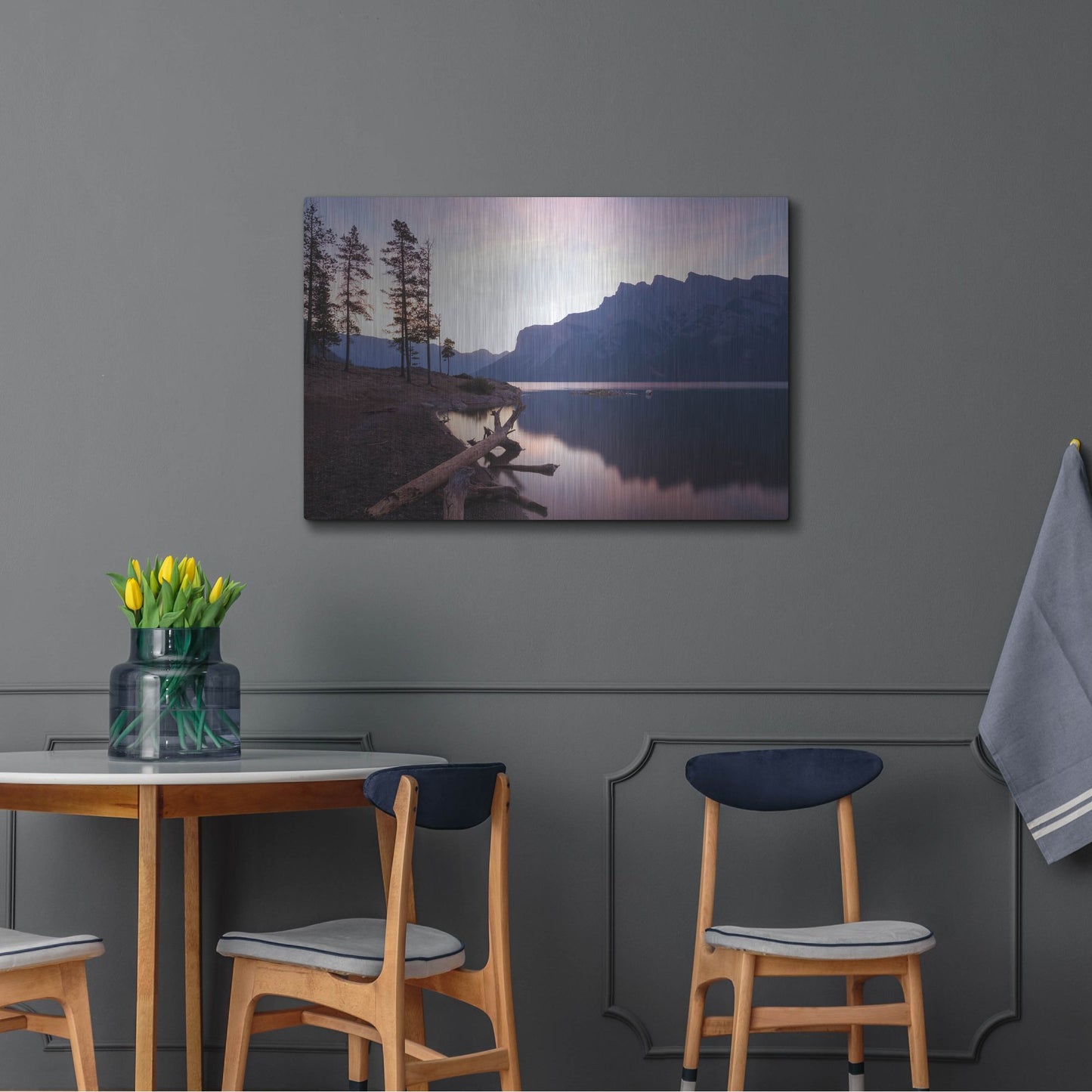 Luxe Metal Art 'Lake Minnewanka 1' by Joe Reimer Photography, Metal Wall Art,36x24