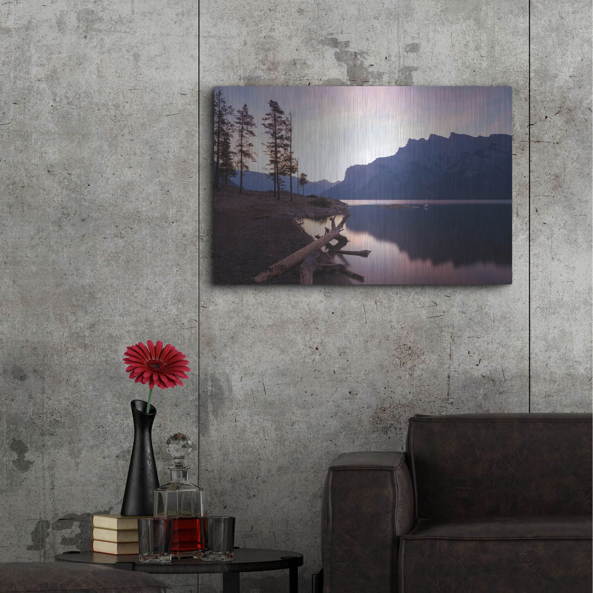 Luxe Metal Art 'Lake Minnewanka 1' by Joe Reimer Photography, Metal Wall Art,36x24