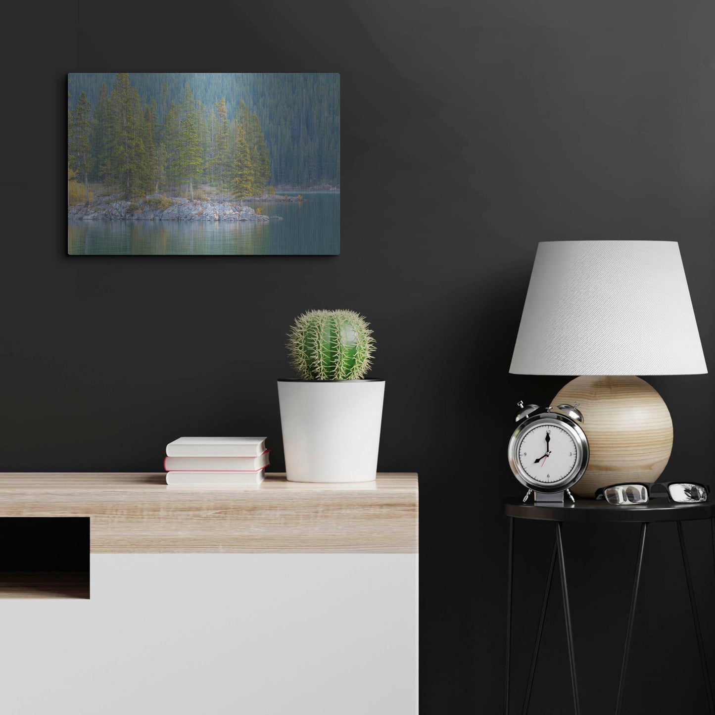 Luxe Metal Art 'Lake Minnewanka 2' by Joe Reimer Photography, Metal Wall Art,24x16