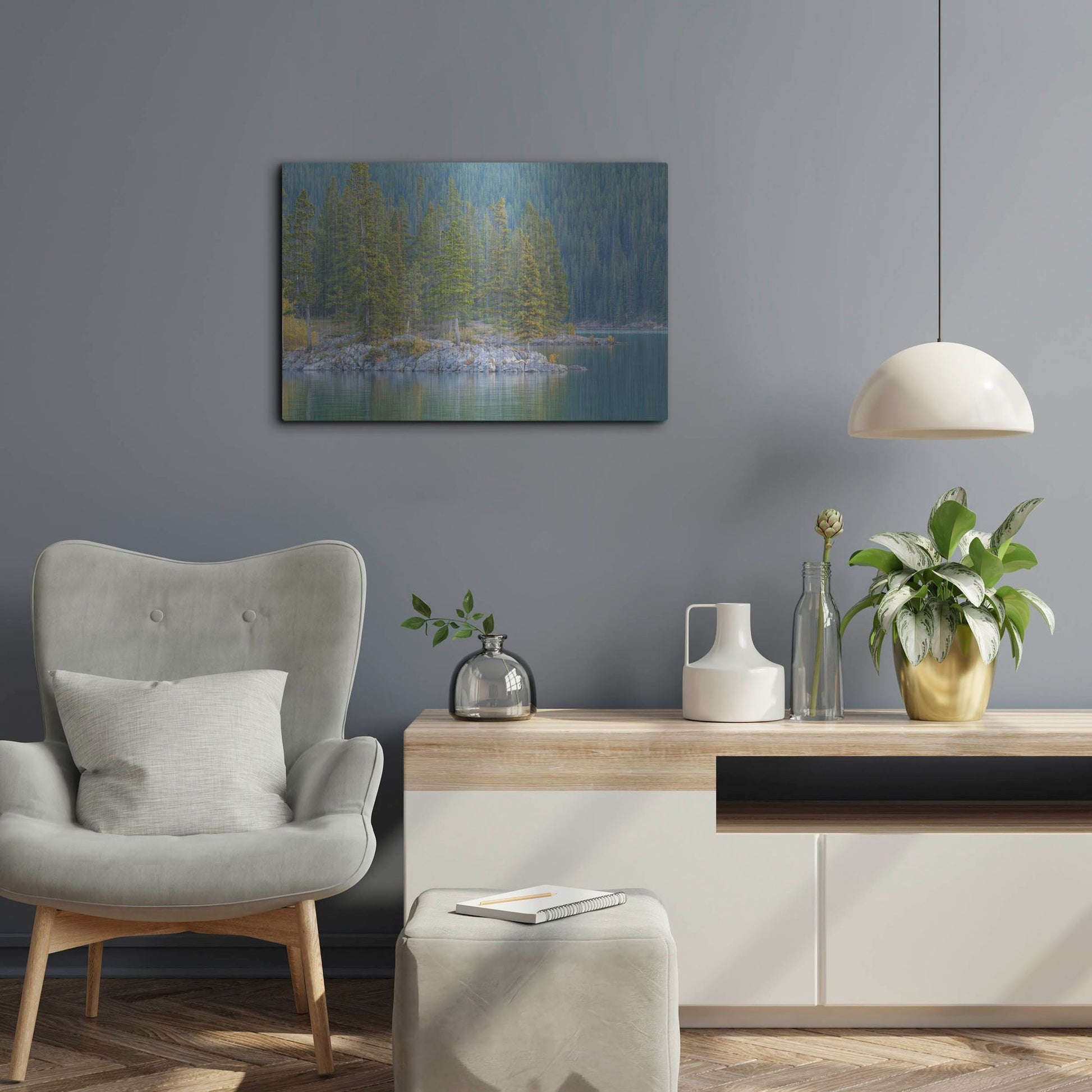 Luxe Metal Art 'Lake Minnewanka 2' by Joe Reimer Photography, Metal Wall Art,24x16
